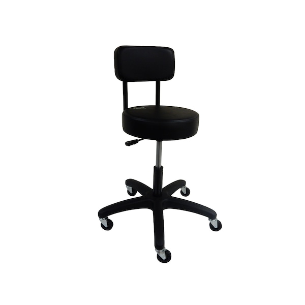 Multi-Purpose Stool 300 lbs. Seat Cap Vinyl Seat Back16 in to 21 in seat ht adj Hard Floor Casters